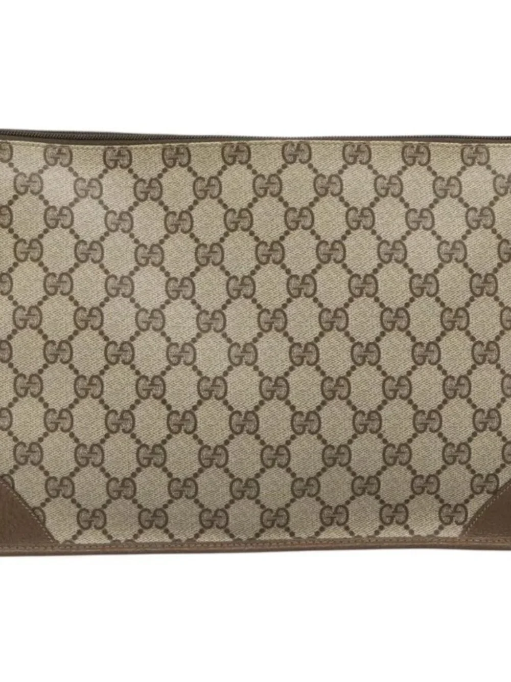 GUCCI GG Supreme Clutch Bag Clutch Bag PVC Beige Auth 188571